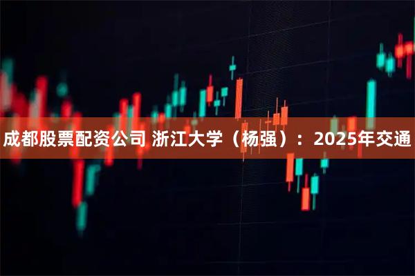成都股票配资公司 浙江大学（杨强）：2025年交通